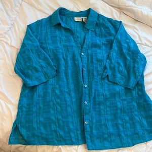 Oversized blue button down tee